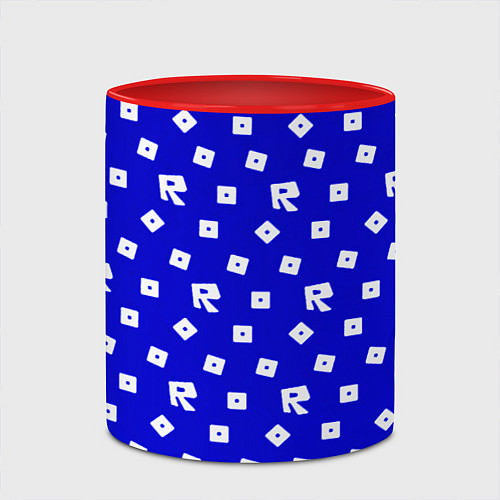 Кружка цветная Roblox blue pattern / 3D-Белый + красный – фото 2