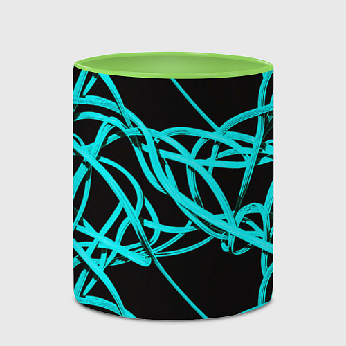 Кружка цветная Ярко голубые линии / 3D-Белый + светло-зеленый – фото 2