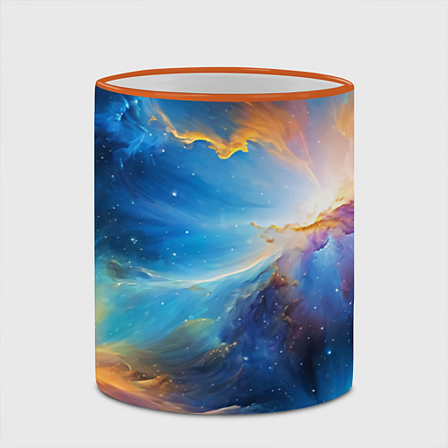 Кружка цветная Космический пейзаж - галактики / 3D-Оранжевый кант – фото 2
