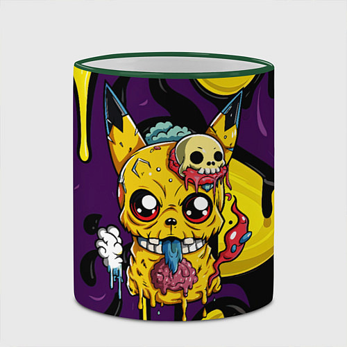 Кружка цветная Зомби Пикачу и желтые пятна / 3D-Зеленый кант – фото 2
