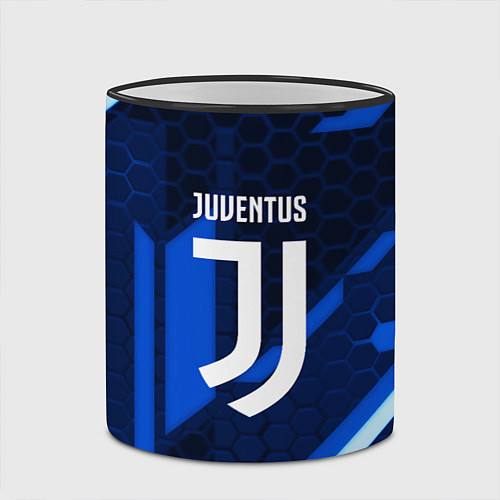 Кружка цветная Juventus sport geometry steel / 3D-Черный кант – фото 2