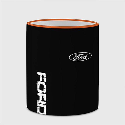 Кружка цветная Ford logo white steel / 3D-Оранжевый кант – фото 2