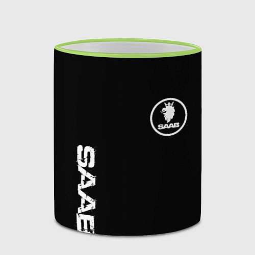 Кружка цветная SAAB logo white / 3D-Светло-зеленый кант – фото 2