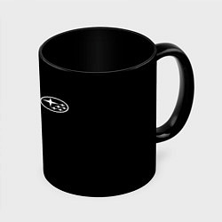 Кружка 3D Subaru logo white, цвет: 3D-белый + черный