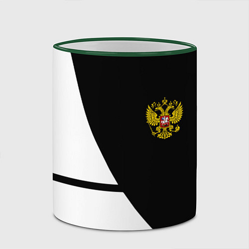 Кружка цветная Герб РФ текстура спорт / 3D-Зеленый кант – фото 2