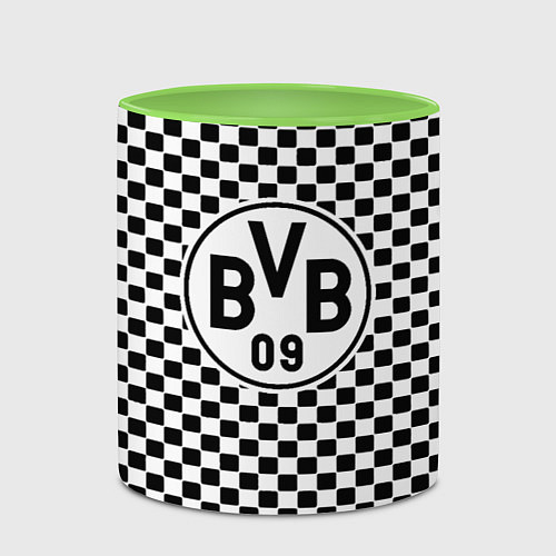 Кружка цветная Borussia клетка текстура / 3D-Белый + светло-зеленый – фото 2