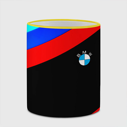 Кружка цветная BMW line sport / 3D-Желтый кант – фото 2