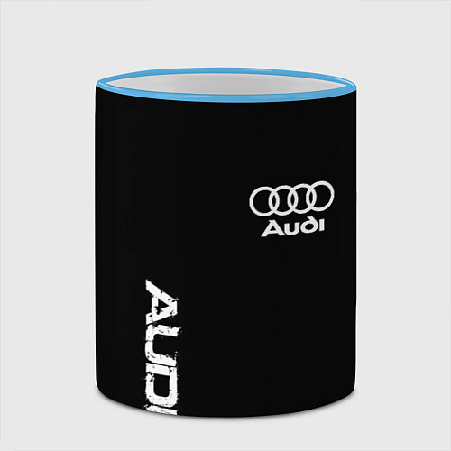 Кружка цветная AUDI sport white / 3D-Небесно-голубой кант – фото 2
