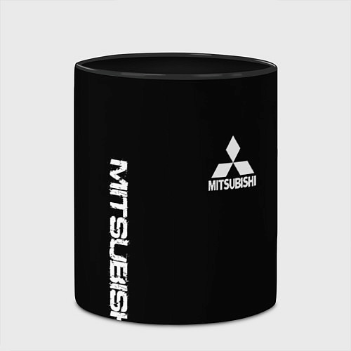 Кружка цветная Mitsubishi logo white auto / 3D-Белый + черный – фото 2