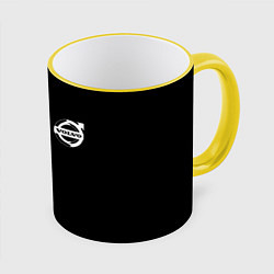 Кружка 3D Volvo white logo auto, цвет: 3D-желтый кант