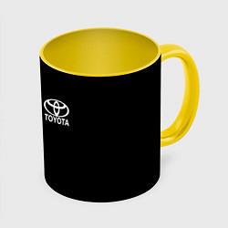 Кружка 3D Toyota logo white steel, цвет: 3D-белый + желтый