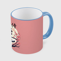 Кружка 3D Kitten samurai - bushido ai art, цвет: 3D-небесно-голубой кант