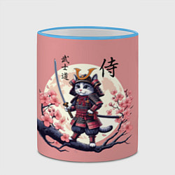 Кружка 3D Kitten samurai - bushido ai art, цвет: 3D-небесно-голубой кант — фото 2