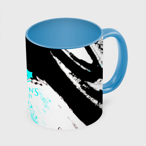 Кружка цветная Assassins Creed краски текстура / 3D-Белый + небесно-голубой – фото 1