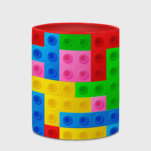 Кружка цветная Блоки цветового конструктора / 3D-Белый + красный – фото 2