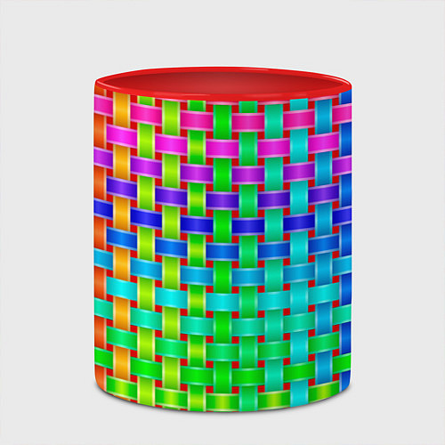Кружка цветная Переплетенные радужные ленты / 3D-Белый + красный – фото 2