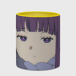 Кружка 3D Sousou no Frieren Ферн sad face, цвет: 3D-белый + желтый — фото 2