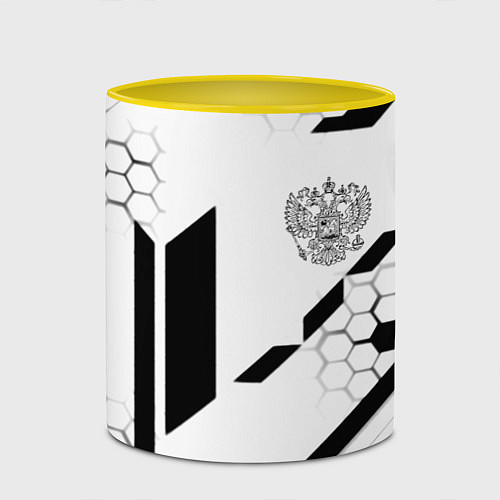 Кружка цветная Герб Рф текстура геймер / 3D-Белый + желтый – фото 2