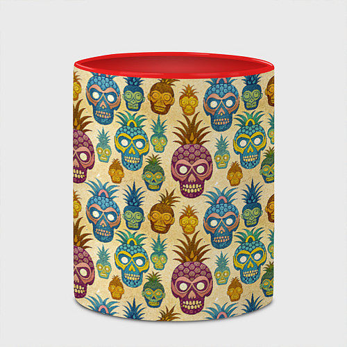 Кружка цветная Обезьяна ананас / 3D-Белый + красный – фото 2