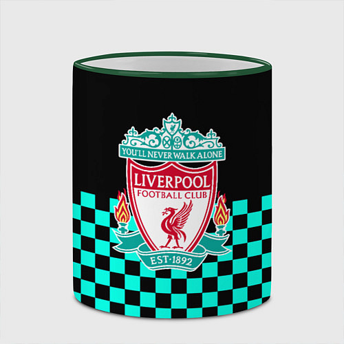 Кружка цветная Liverpool fc sport клетка / 3D-Зеленый кант – фото 2