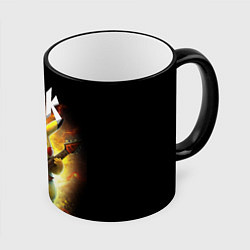 Кружка 3D Пикачу рокер с электрогитарой, цвет: 3D-черный кант