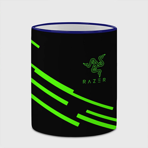 Кружка цветная Razer line green / 3D-Синий кант – фото 2