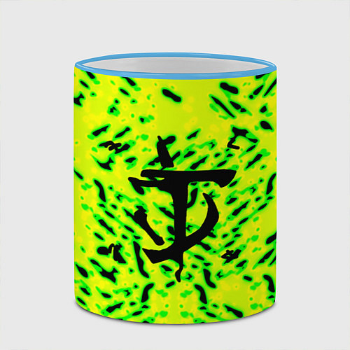 Кружка цветная Doom кислотный стиль лого / 3D-Небесно-голубой кант – фото 2