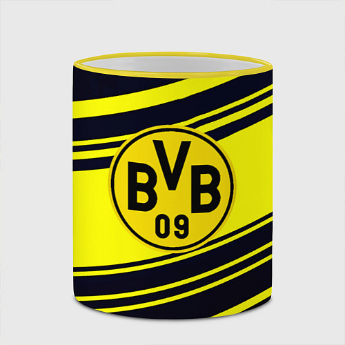 Кружка цветная Borussia sport geometry / 3D-Желтый кант – фото 2