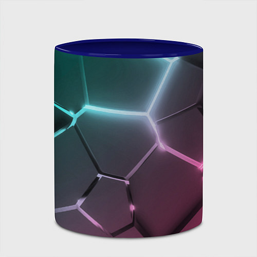 Кружка цветная Голубые и розовые неоновые плиты в разломе / 3D-Белый + синий – фото 2