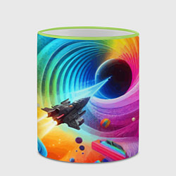 Кружка 3D Полёт к чёрной дыре - нейросеть, цвет: 3D-светло-зеленый кант — фото 2