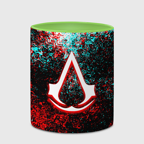 Кружка цветная Assassins Creed logo glitch / 3D-Белый + светло-зеленый – фото 2