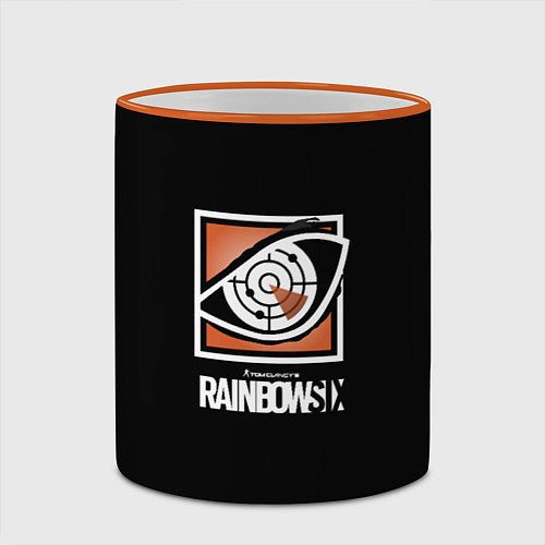 Кружка цветная Rainbow six logo ubisoft favorite / 3D-Оранжевый кант – фото 2