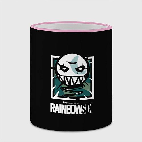 Кружка цветная Rainbow six шутер гейм лого / 3D-Розовый кант – фото 2