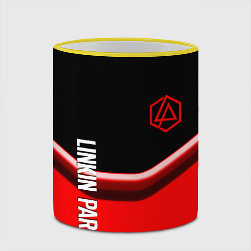 Кружка цветная Linkin park geometry line steel / 3D-Желтый кант – фото 2