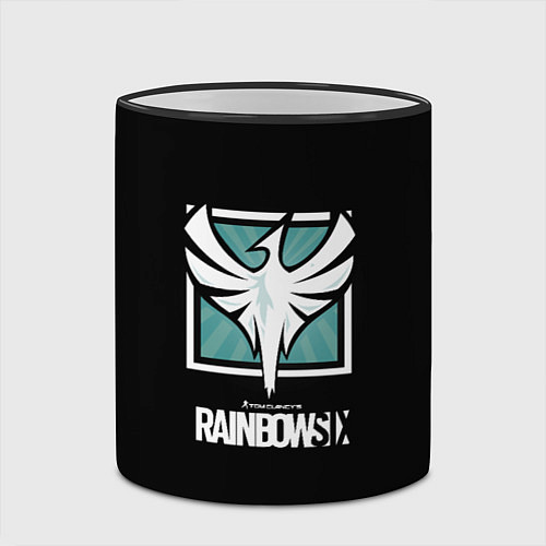 Кружка цветная Rainbow six logo game ubisoft / 3D-Черный кант – фото 2