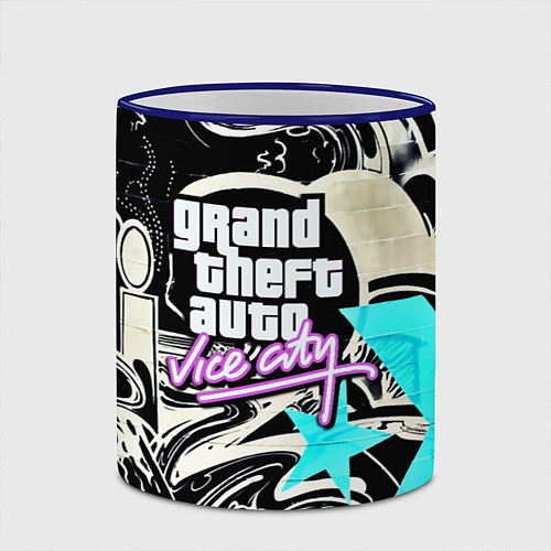 Кружка цветная GTA vice city grafiti / 3D-Синий кант – фото 2