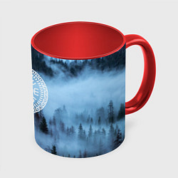 Кружка 3D Символика вегвизир - помни свои корни, цвет: 3D-белый + красный