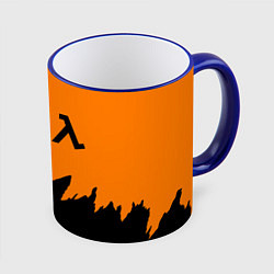 Кружка 3D Half life чёрно оранжевый, цвет: 3D-синий кант