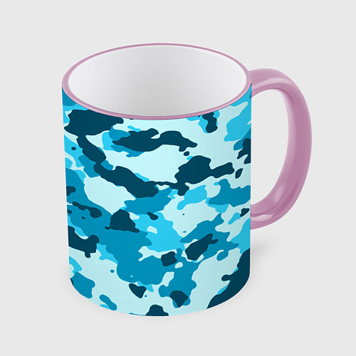 Кружка цветная Военная текстура камуфляжа / 3D-Розовый кант – фото 1