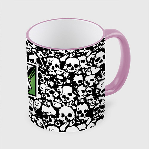 Кружка цветная Rainbow six pattern skull / 3D-Розовый кант – фото 1