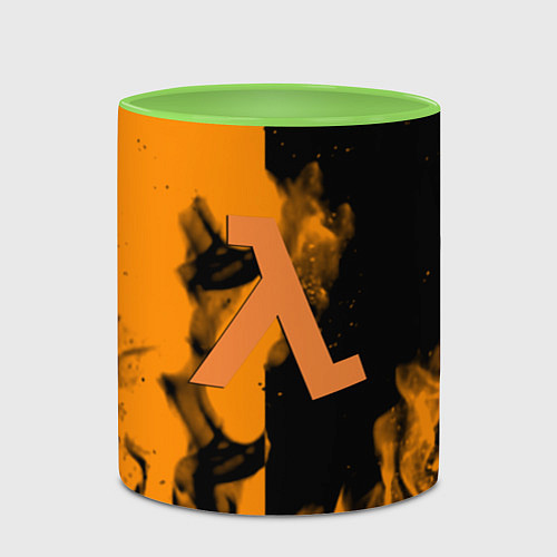 Кружка цветная Half life fire orange / 3D-Белый + светло-зеленый – фото 2