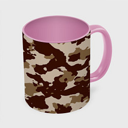 Кружка 3D Коричневый камуфляж текстура, цвет: 3D-белый + розовый