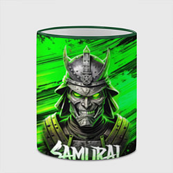 Кружка 3D Самурай яркий зеленый фон, цвет: 3D-зеленый кант — фото 2