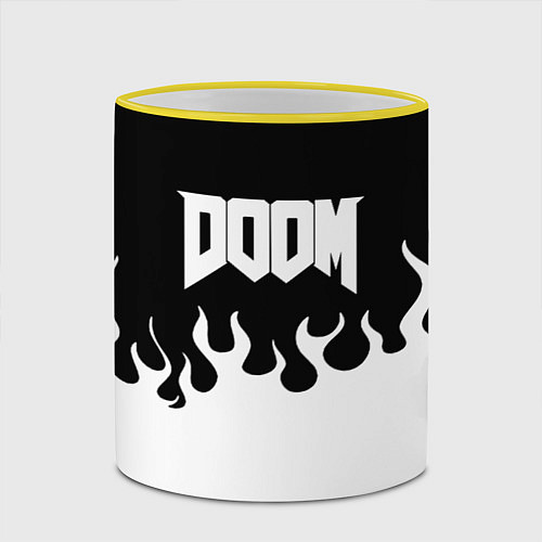 Кружка цветная Doom fire white / 3D-Желтый кант – фото 2