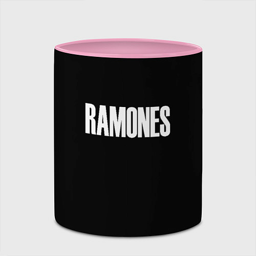Кружка цветная Ramones white logo / 3D-Белый + розовый – фото 2
