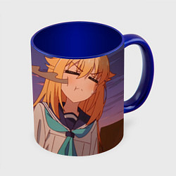 Кружка 3D Моя подруга олениха Нокотан Ноко Сиканоко Торако К, цвет: 3D-белый + синий