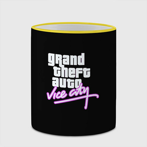 Кружка цветная GTA vice city logo / 3D-Желтый кант – фото 2