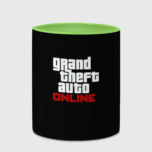 Кружка цветная GTA online logo / 3D-Белый + светло-зеленый – фото 2