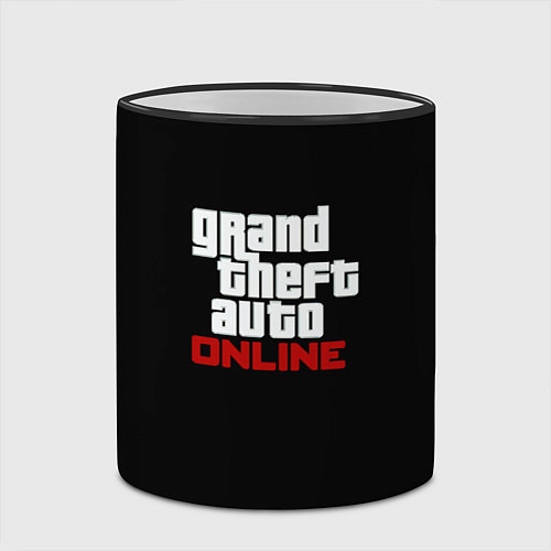 Кружка цветная GTA online logo / 3D-Черный кант – фото 2