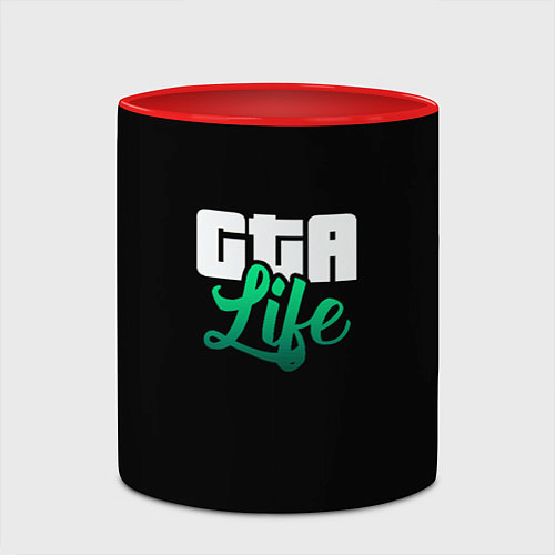 Кружка цветная GTA life logo / 3D-Белый + красный – фото 2